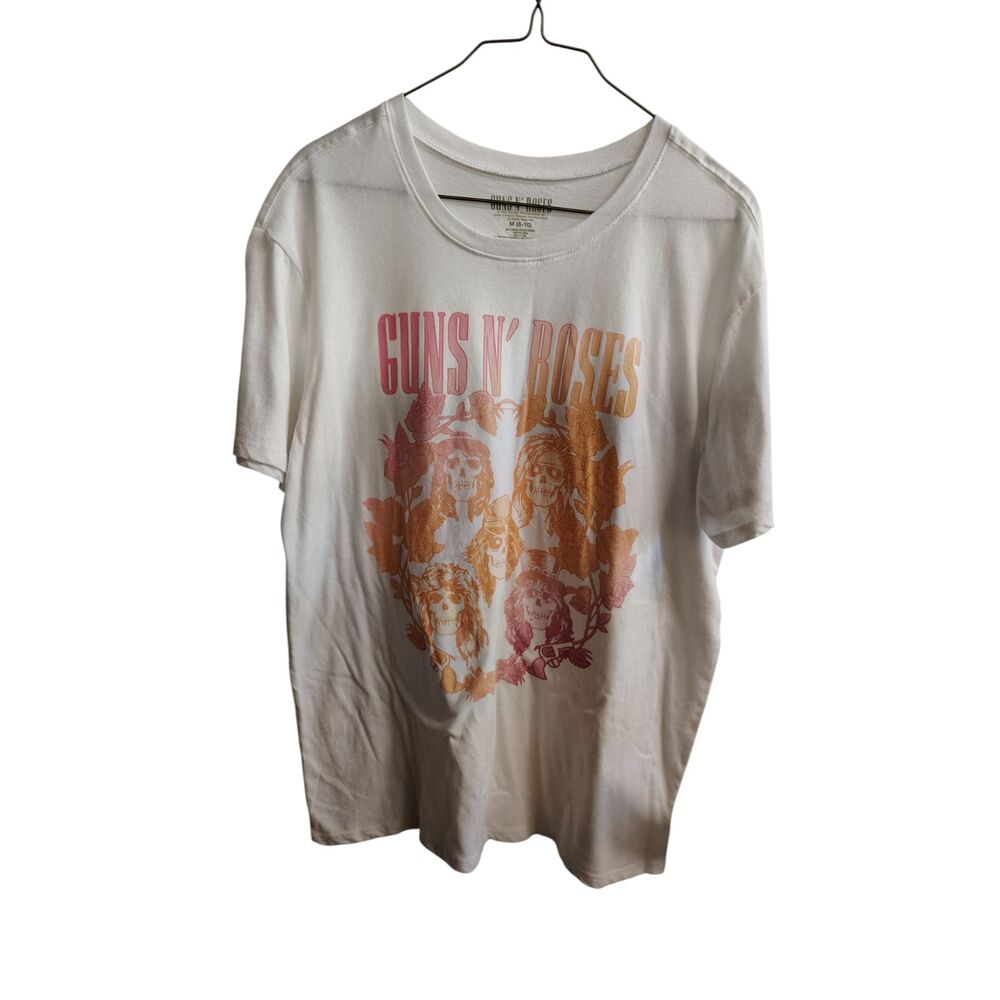 Guns N Roses Kids Shirt Medium 8-10 White Rock Band Graphic Tee Skulls Roses GNR